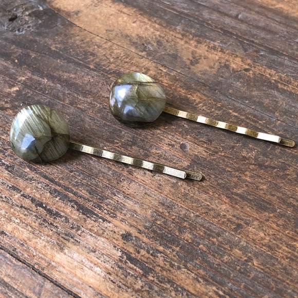 Labradorite Hair Accessory - Bobby Pins - Picture 2 of 4